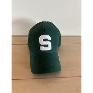 Michigan State Spartans Hat Cap Fitted Green White Adjustable Back MSU Spartans